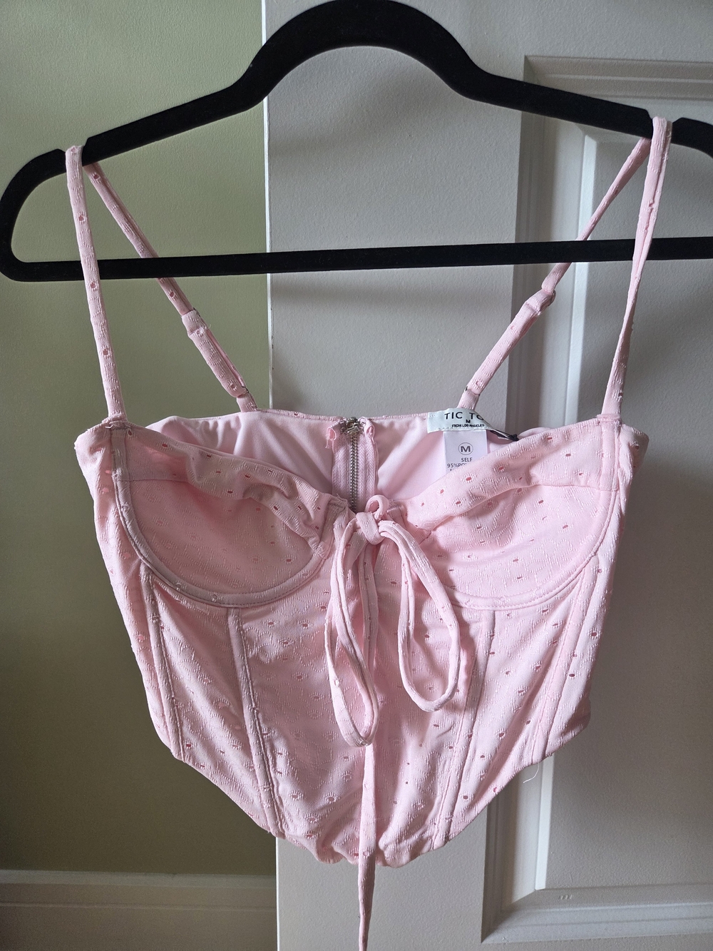 Baby Pink Tie-Front Bustier Corset Top Boutique 1861